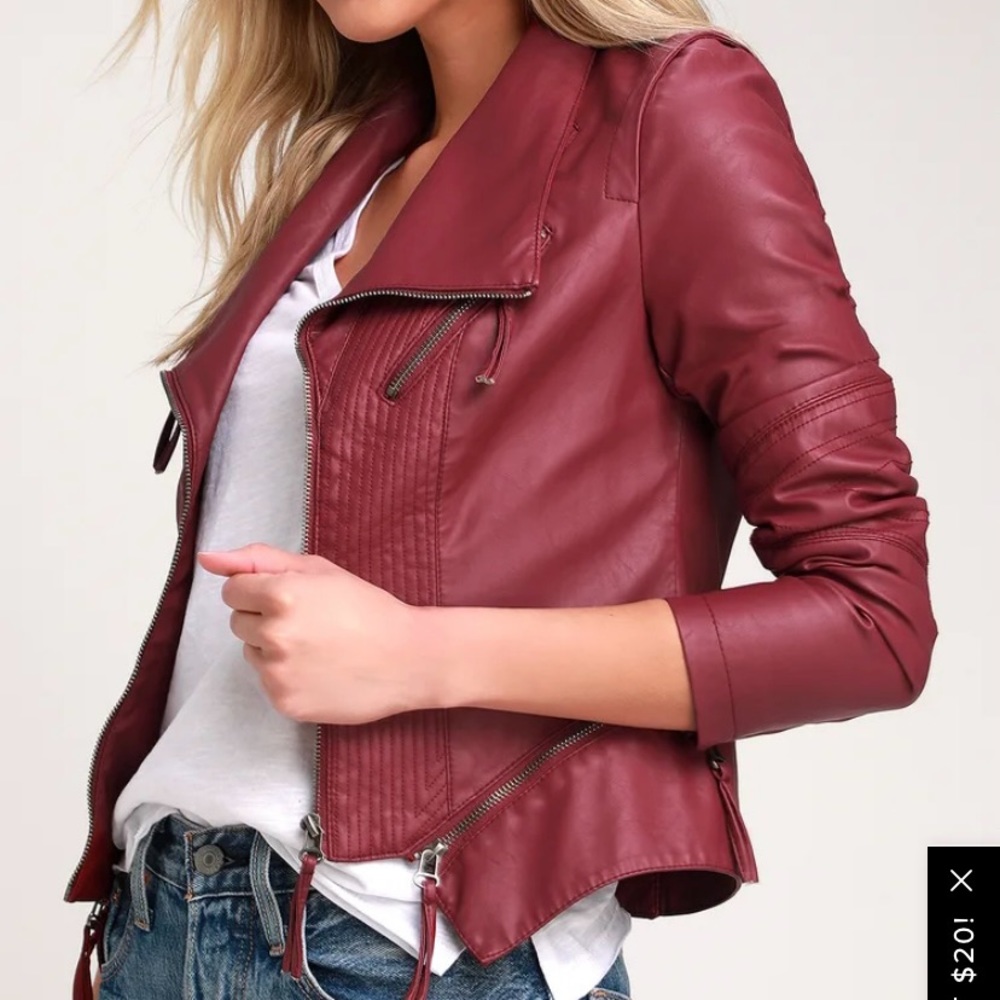 Lulus Red Vegan Leather Jacket